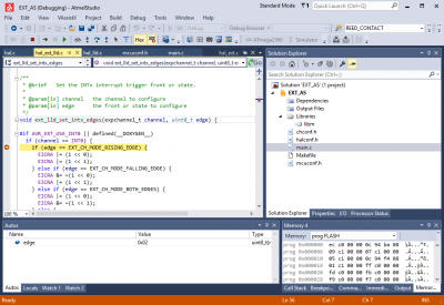 AS7 debug session with Solution Explorer shown