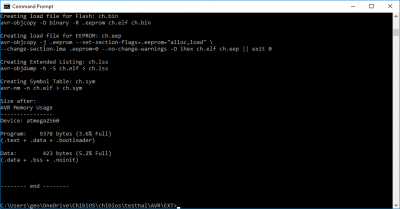 Command line build results using "make clean" followed by"make"