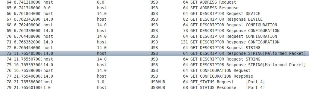 error upon "GET DESCRIPTOR REQUEST string"